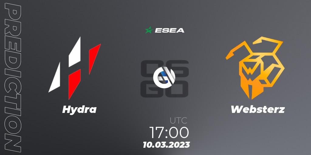 Hydra vs Websterz: Match Prediction. 10.03.2023 at 17:00, Counter-Strike (CS2), ESEA Season 44: Advanced Division - Europe