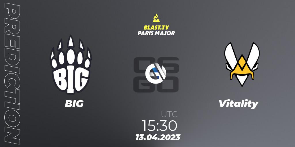BIG vs Vitality: Match Prediction. 13.04.2023 at 13:00, Counter-Strike (CS2), BLAST.tv Paris Major 2023 Europe RMR B