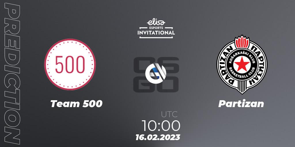 Team 500 vs Partizan: Match Prediction. 15.02.2023 at 10:00, Counter-Strike (CS2), Elisa Invitational Winter 2023