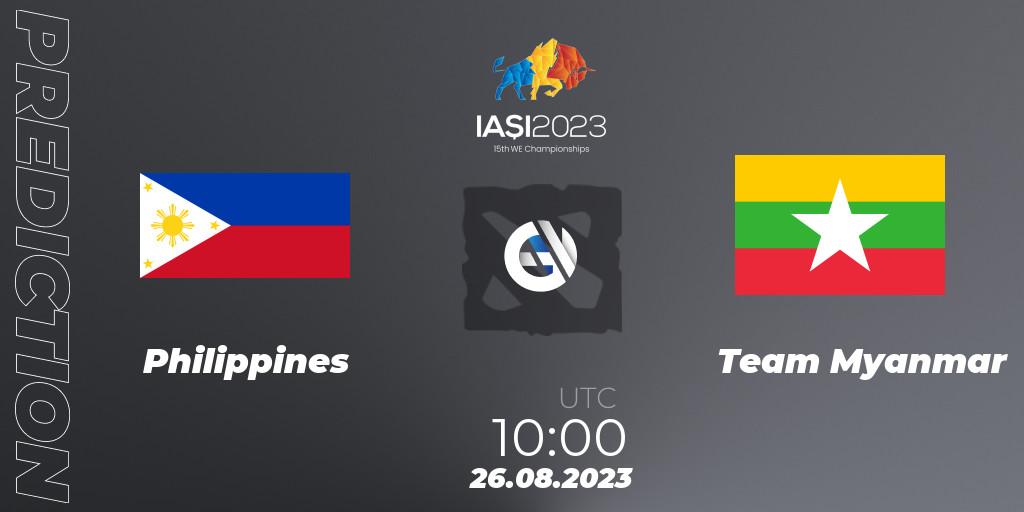 Philippines vs Team Myanmar: Match Prediction. 26.08.2023 at 16:30, Dota 2, IESF World Championship 2023