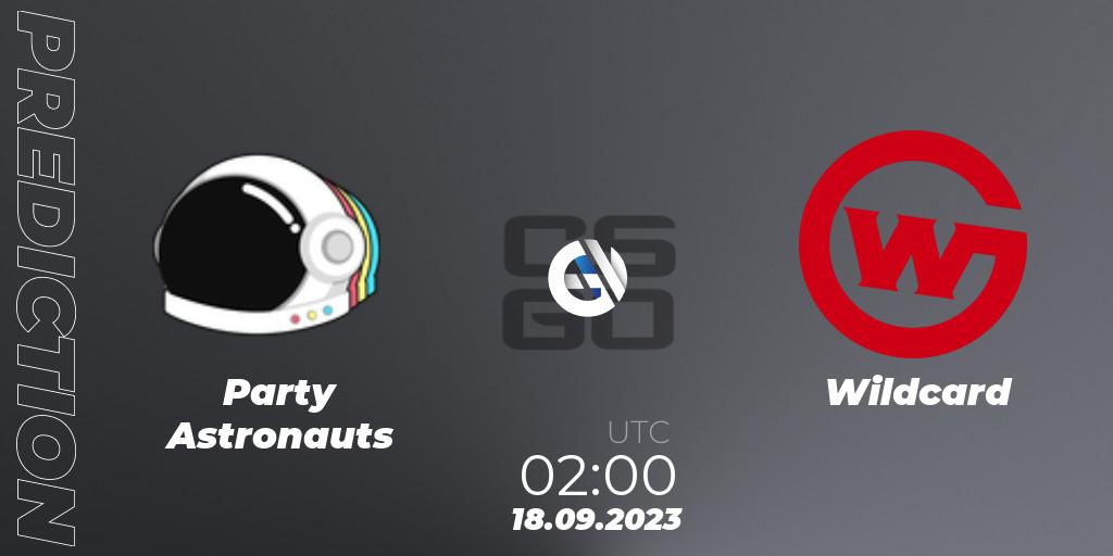Party Astronauts vs Wildcard: Match Prediction. 18.09.2023 at 02:05, Counter-Strike (CS2), ESEA Cash Cup: North America - Summer 2023 #1