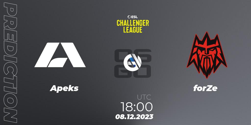 Apeks vs forZe: Match Prediction. 08.12.2023 at 18:00, Counter-Strike (CS2), ESL Challenger League Season 46: Europe