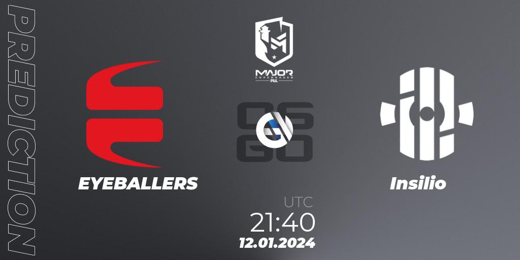 EYEBALLERS vs Insilio: Match Prediction. 12.01.2024 at 21:40, Counter-Strike (CS2), PGL CS2 Major Copenhagen 2024 Europe RMR Open Qualifier 3