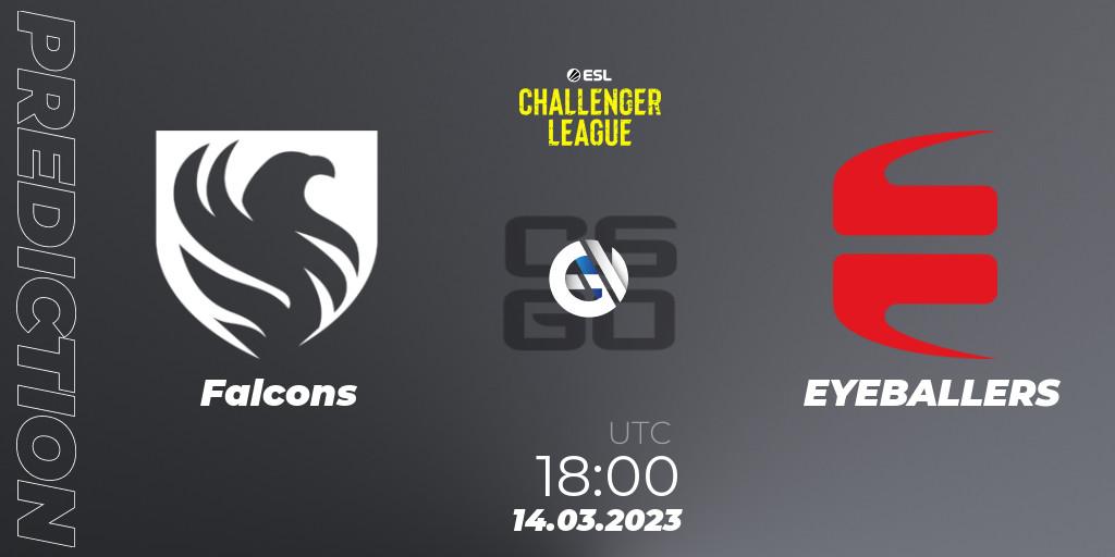 Falcons vs EYEBALLERS: Match Prediction. 14.03.2023 at 18:00, Counter-Strike (CS2), ESL Challenger League Season 44: Europe