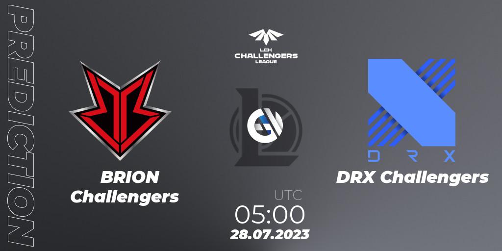 BRION Challengers vs DRX Challengers: Match Prediction. 28.07.2023 at 05:00, LoL, LCK Challengers League 2023 Summer - Group Stage