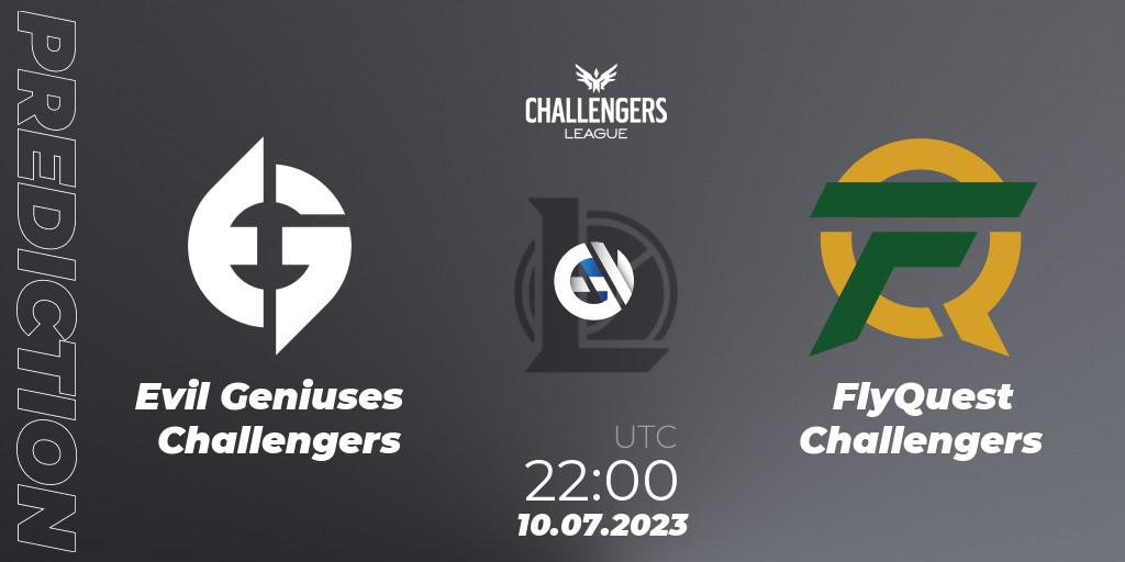 Evil Geniuses Challengers vs FlyQuest Challengers: Match Prediction. 19.06.2023 at 20:00, LoL, North American Challengers League 2023 Summer - Group Stage