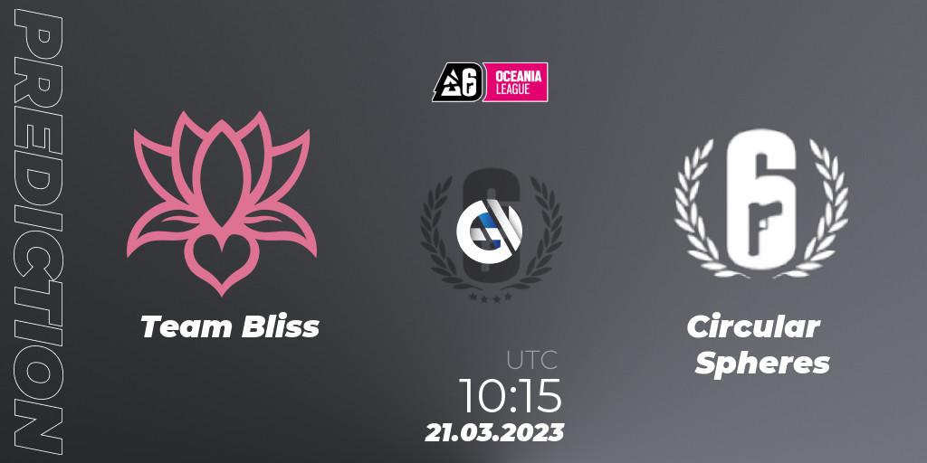 Team Bliss vs Circular Spheres: Match Prediction. 21.03.23, Rainbow Six, Oceania League 2023 - Stage 1
