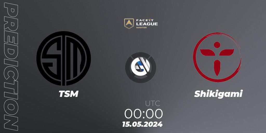 TSM vs Shikigami: Match Prediction. 15.05.2024 at 00:00, Overwatch, FACEIT League Season 1 - NA Master Road to EWC