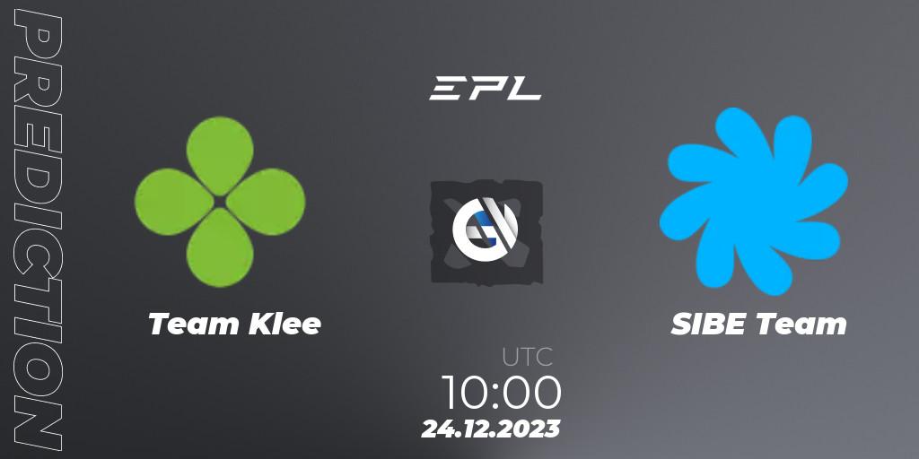 Team Klee vs SIBE Team: Match Prediction. 25.12.2023 at 10:04, Dota 2, European Pro League Season 15