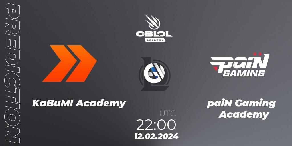 KaBuM! Academy vs paiN Gaming Academy: Match Prediction. 12.02.2024 at 23:00, LoL, CBLOL Academy Split 1 2024