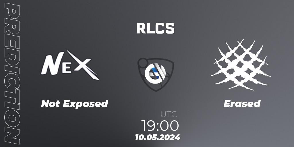 Not Exposed vs Erased: Match Prediction. 10.05.2024 at 19:00, Rocket League, RLCS 2024 - Major 2: SAM Open Qualifier 5