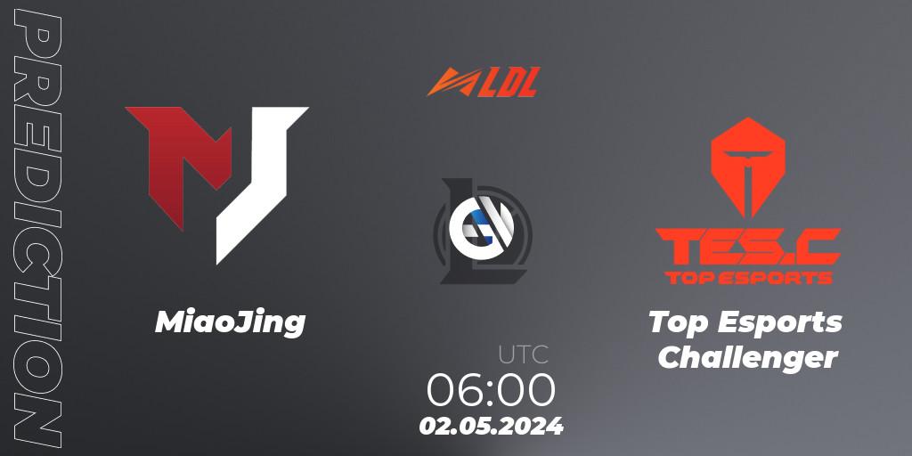 MiaoJing vs Top Esports Challenger: Match Prediction. 02.05.2024 at 06:00, LoL, LDL 2024 - Stage 2