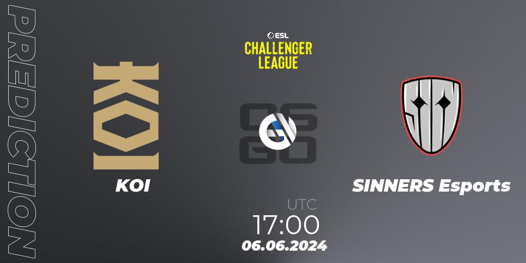 KOI vs SINNERS Esports: Match Prediction. 06.06.2024 at 17:00, Counter-Strike (CS2), ESL Challenger League Season 47: Europe