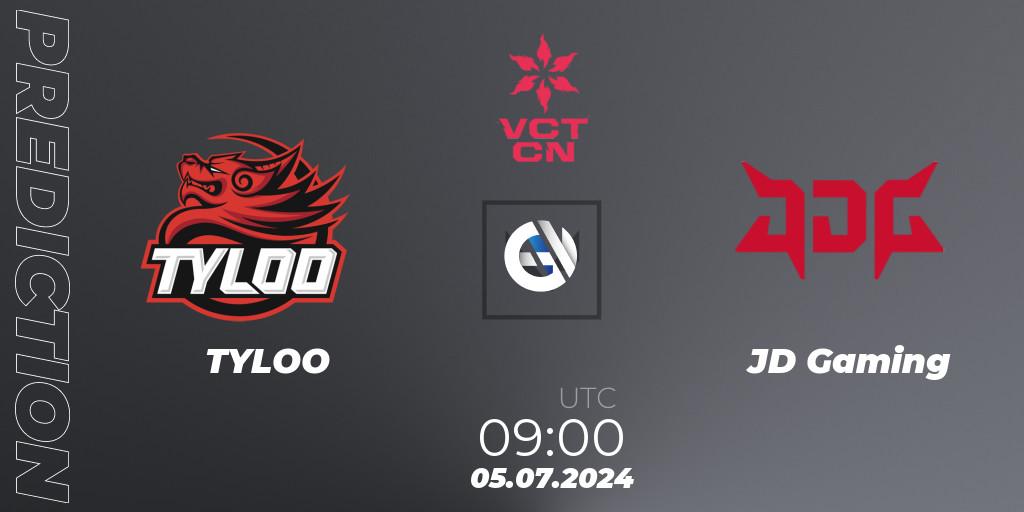 TYLOO vs JD Gaming: Match Prediction. 05.07.2024 at 09:00, VALORANT, VALORANT Champions Tour China 2024: Stage 2 - Group Stage