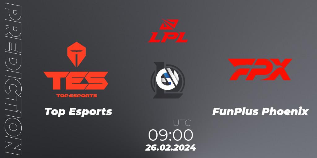 Top Esports vs FunPlus Phoenix: Match Prediction. 26.02.24, LoL, LPL Spring 2024 - Group Stage