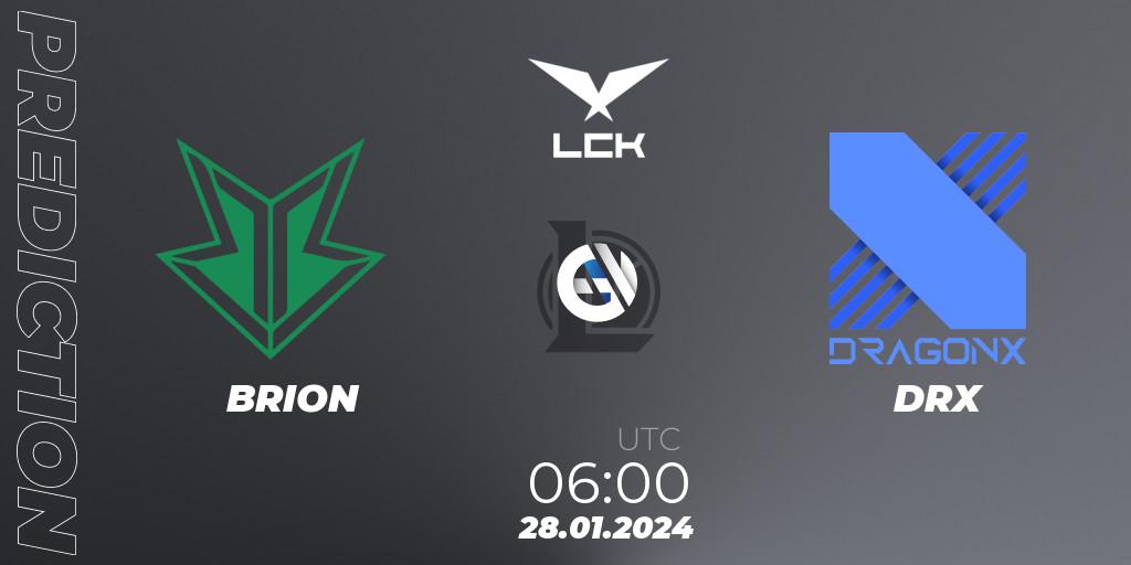 BRION vs DRX: Match Prediction. 28.01.2024 at 06:00, LoL, LCK Spring 2024 - Group Stage
