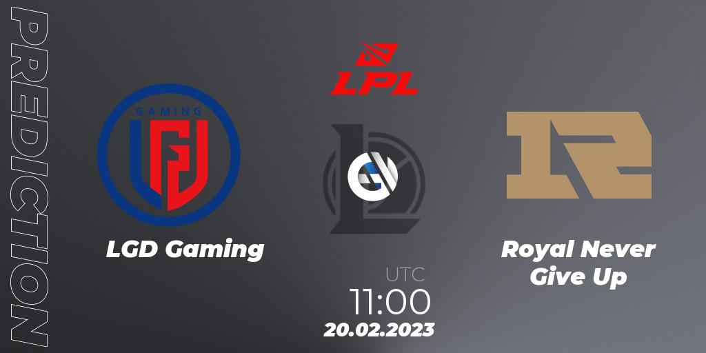 LGD Gaming vs Royal Never Give Up: Match Prediction. 20.02.23, LoL, LPL Spring 2023 - Group Stage