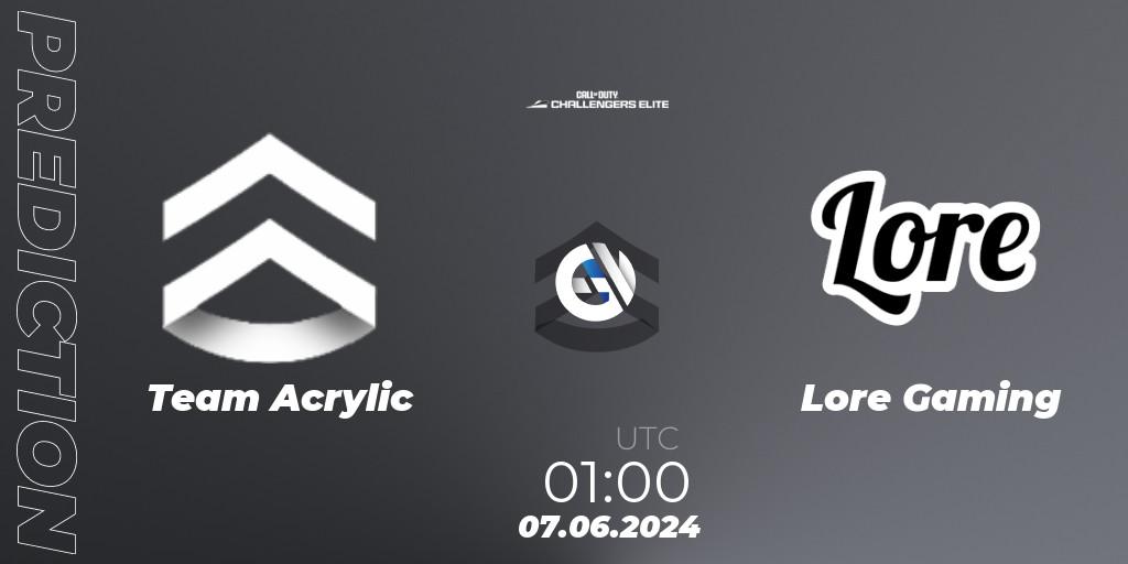 Team Acrylic vs Lore Gaming: Match Prediction. 07.06.2024 at 01:00, Call of Duty, Call of Duty Challengers 2024 - Elite 3: NA