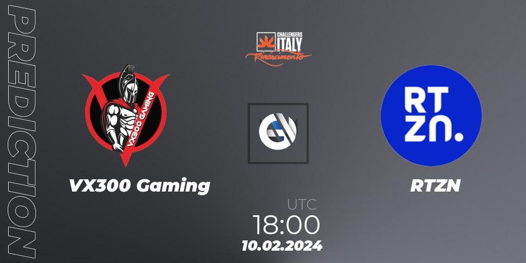 VX300 Gaming vs RTZN: Match Prediction. 10.02.2024 at 18:00, VALORANT, VALORANT Challengers 2024 Italy: Rinascimento Split 1