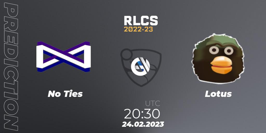 No Ties vs Lotus: Match Prediction. 24.02.23, Rocket League, RLCS 2022-23 - Winter: South America Regional 3 - Winter Invitational