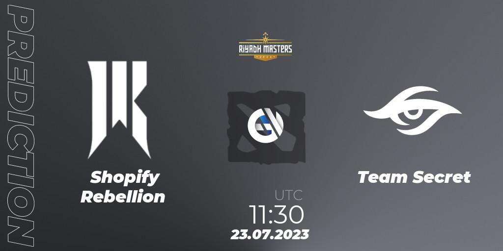 Shopify Rebellion vs Team Secret: Match Prediction. 23.07.2023 at 12:00, Dota 2, Riyadh Masters 2023 - Group Stage