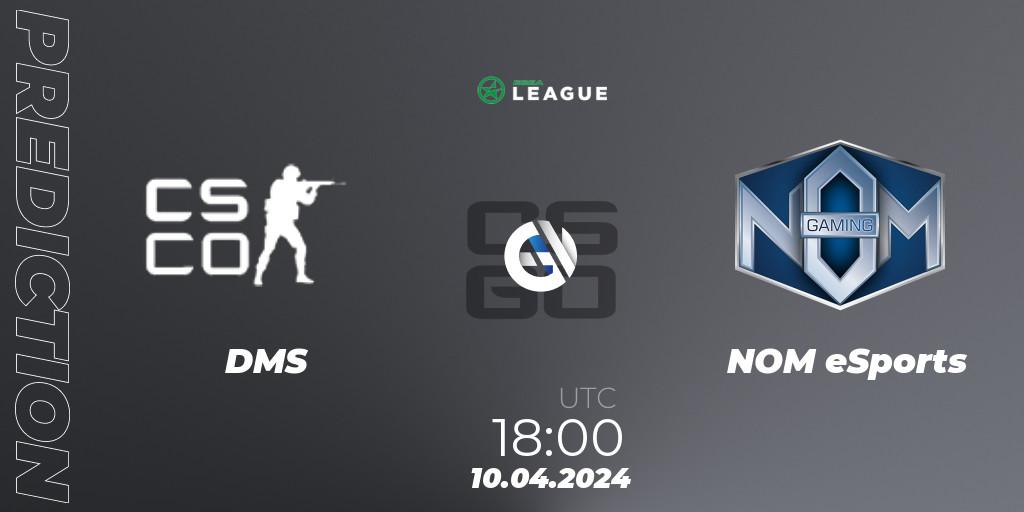 DMS vs NOM eSports: Match Prediction. 10.04.2024 at 18:00, Counter-Strike (CS2), ESEA Season 49: Advanced Division - Europe