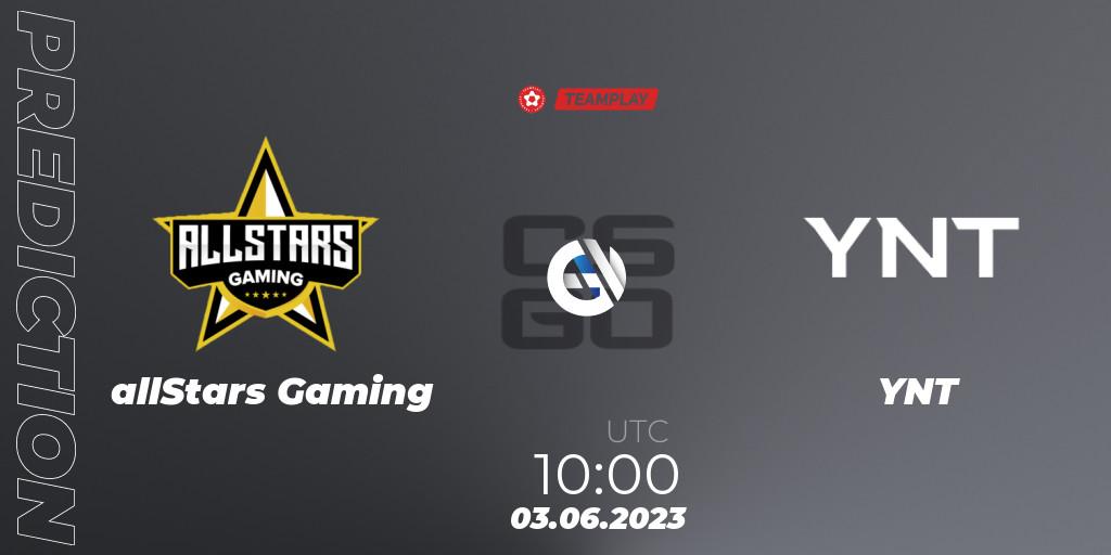 allStars Gaming vs YNT: Match Prediction. 03.06.23, CS2 (CS:GO), LEON x TEAMPLAY Season 1: Closed Qualifier