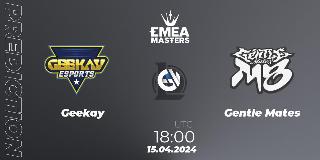 Geekay vs Gentle Mates: Match Prediction. 15.04.2024 at 18:00, LoL, EMEA Masters Spring 2024 - Play-In