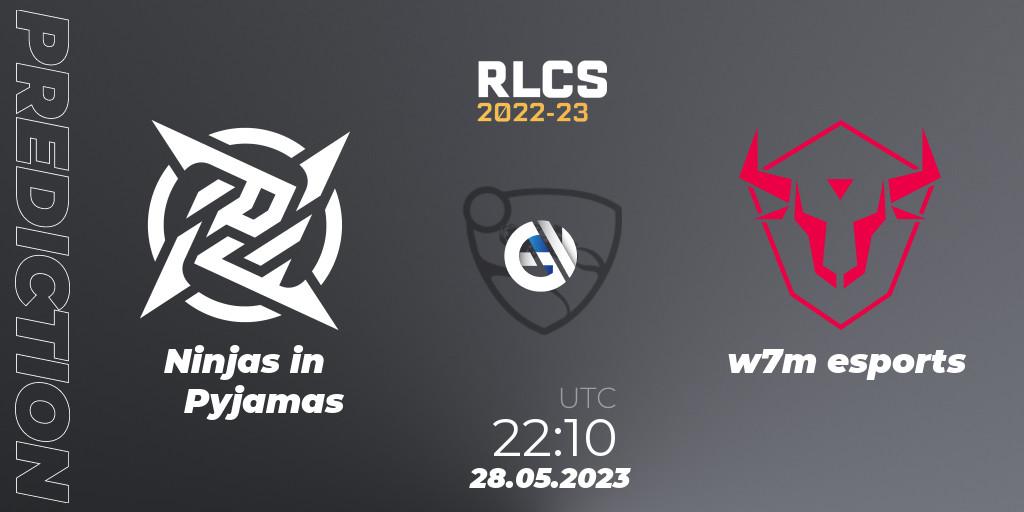 Ninjas in Pyjamas vs w7m esports: Match Prediction. 28.05.2023 at 22:10, Rocket League, RLCS 2022-23 - Spring: South America Regional 2 - Spring Cup