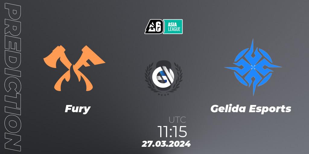 Fury vs Gelida Esports: Match Prediction. 27.03.2024 at 11:15, Rainbow Six, Asia League 2024 - Stage 1