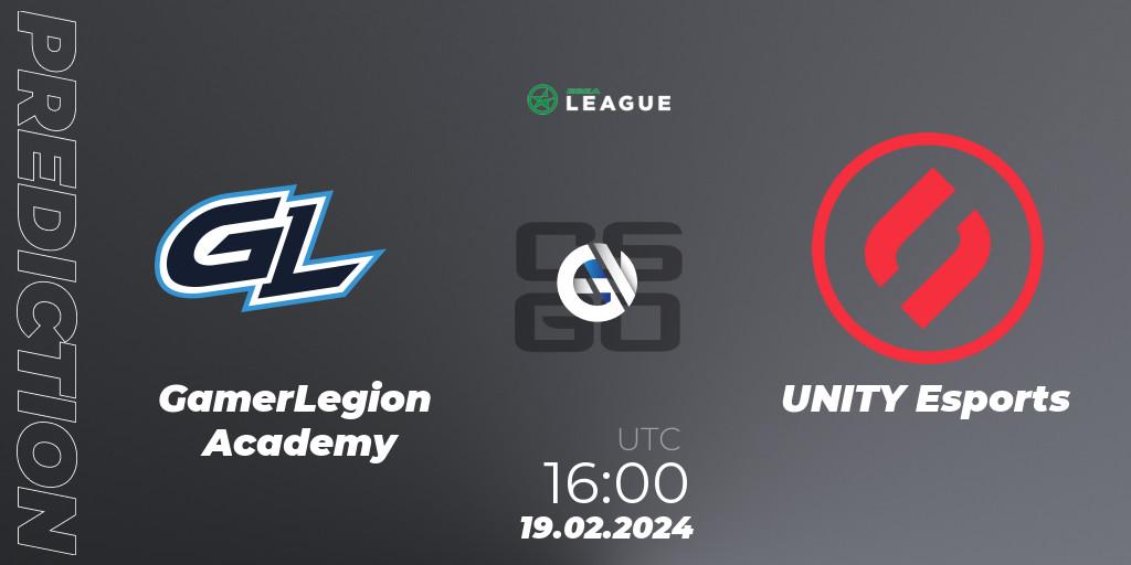 GamerLegion Academy vs UNITY Esports: Match Prediction. 19.02.2024 at 16:00, Counter-Strike (CS2), ESEA Season 48: Advanced Division - Europe