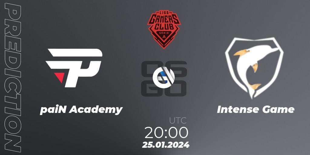 paiN Academy vs Intense Game: Match Prediction. 24.01.2024 at 20:00, Counter-Strike (CS2), Gamers Club Liga Série A: January 2024