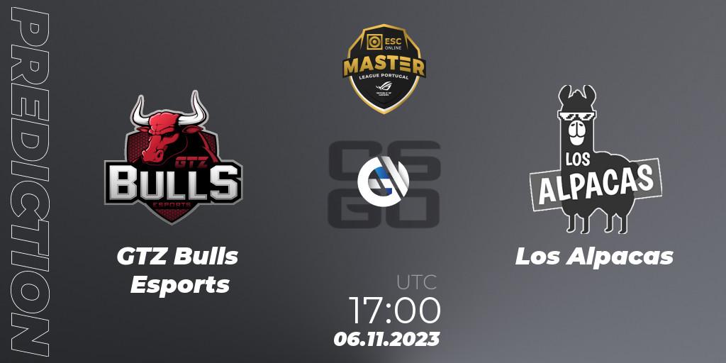 GTZ Bulls Esports vs Los Alpacas: Match Prediction. 06.11.23, CS2 (CS:GO), Master League Portugal Season 12: Online Stage