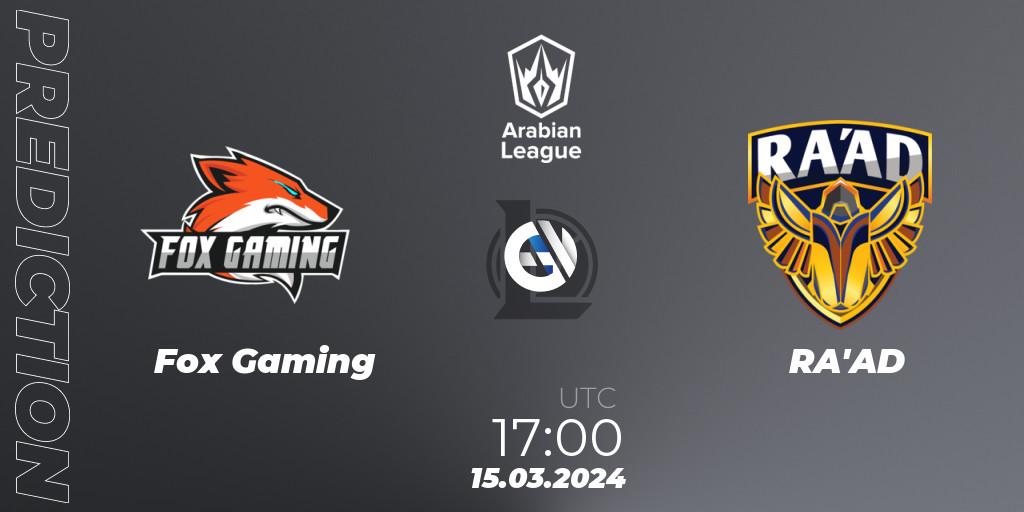 Fox Gaming vs RA'AD: Match Prediction. 15.03.2024 at 17:00, LoL, Arabian League Spring 2024