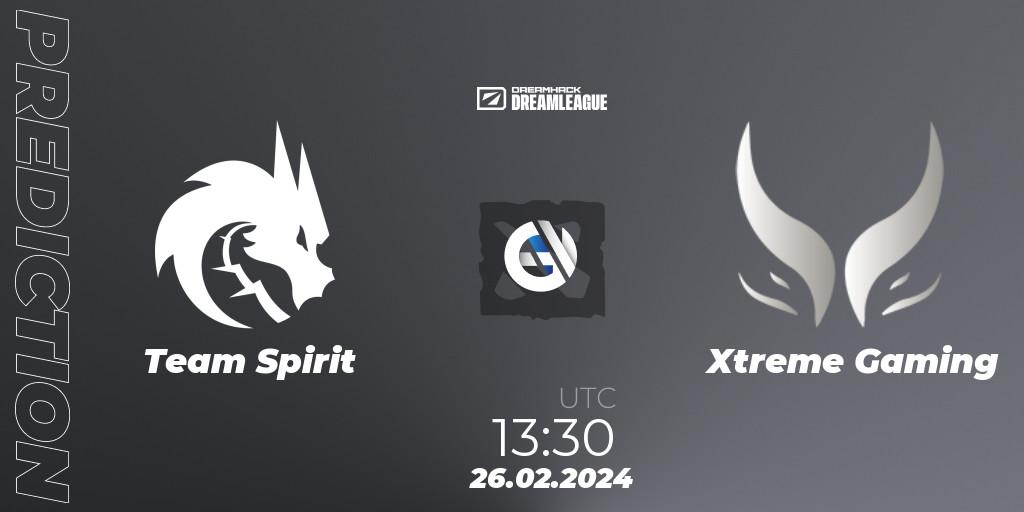 Team Spirit vs Xtreme Gaming: Match Prediction. 26.02.2024 at 13:25, Dota 2, DreamLeague Season 22