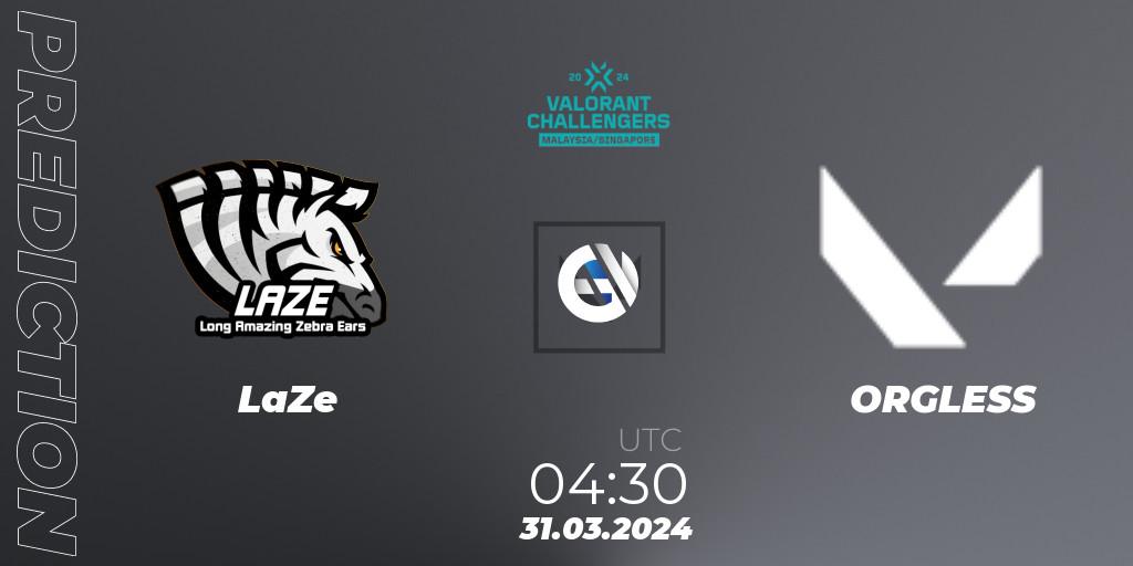 LaZe vs ORGLESS: Match Prediction. 31.03.2024 at 04:30, VALORANT, VALORANT Challengers Malaysia & Singapore 2024: Split 1