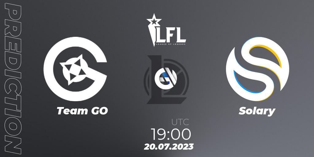 Team GO vs Solary: Match Prediction. 20.07.2023 at 19:30, LoL, LFL Summer 2023 - Group Stage