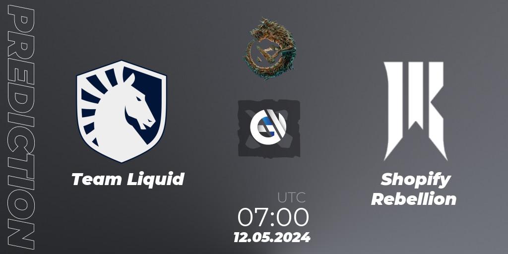 Team Liquid vs Shopify Rebellion: Match Prediction. 12.05.2024 at 07:00, Dota 2, PGL Wallachia Season 1 - Group Stage