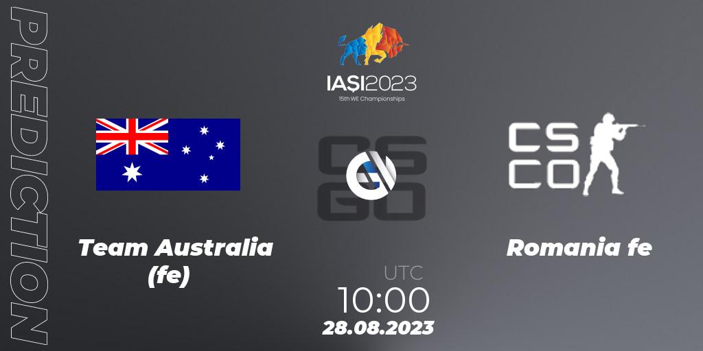 Team Australia (fe) vs Romania fe: Match Prediction. 28.08.2023 at 10:00, Counter-Strike (CS2), IESF Female World Esports Championship 2023