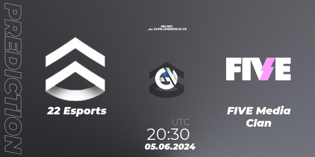 22 Esports vs FIVE Media Clan: Match Prediction. 05.06.2024 at 19:30, Call of Duty, Call of Duty Challengers 2024 - Elite 3: EU