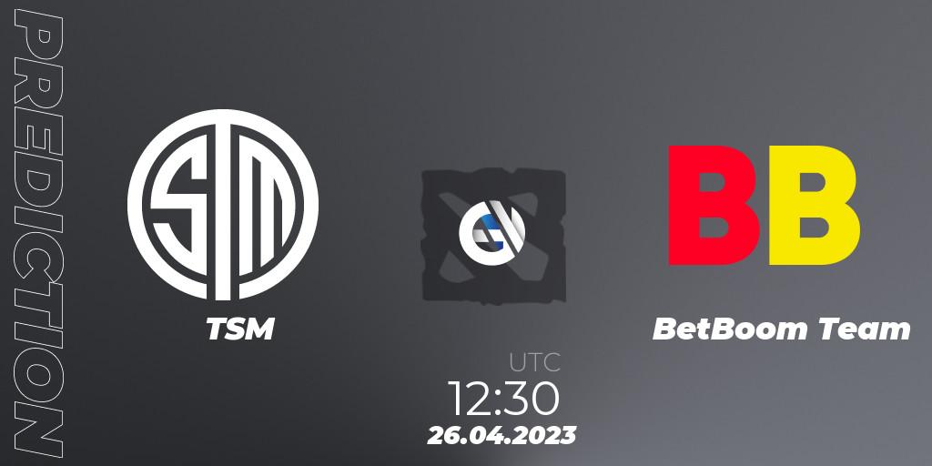 TSM vs BetBoom Team: Match Prediction. 26.04.2023 at 12:44, Dota 2, The Berlin Major 2023 ESL - Group Stage