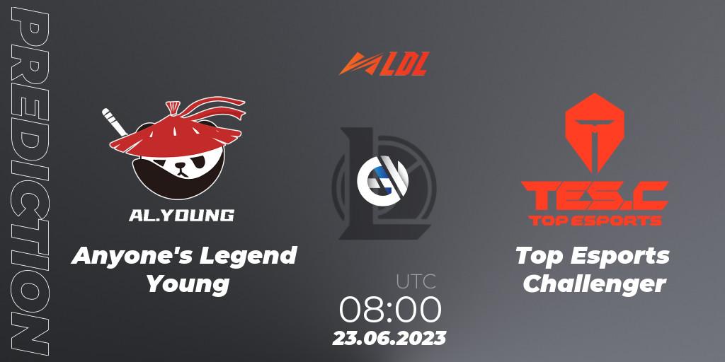 Anyone's Legend Young vs Top Esports Challenger: Match Prediction. 23.06.2023 at 09:00, LoL, LDL 2023 - Regular Season - Stage 3