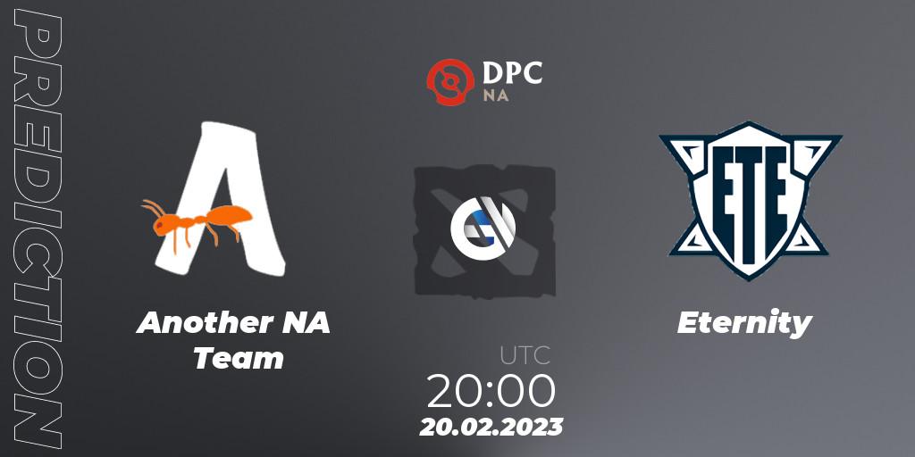 Another NA Team vs Eternity: Match Prediction. 20.02.2023 at 19:59, Dota 2, DPC 2022/2023 Winter Tour 1: NA Division II (Lower)