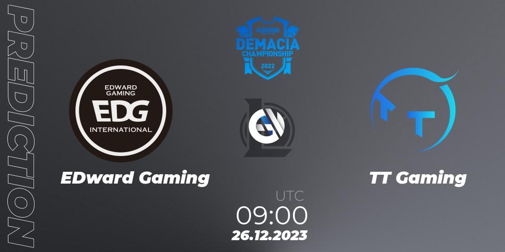EDward Gaming vs TT Gaming: Match Prediction. 26.12.2023 at 09:00, LoL, Demacia Cup 2023 Group Stage