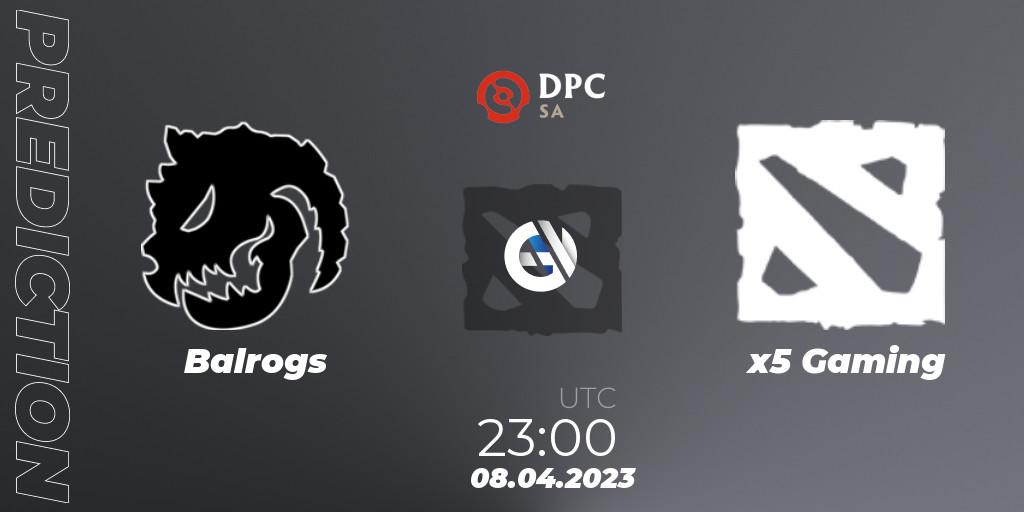 Balrogs vs x5 Gaming: Match Prediction. 08.04.2023 at 23:40, Dota 2, DPC 2023 Tour 2: SA Division II (Lower)
