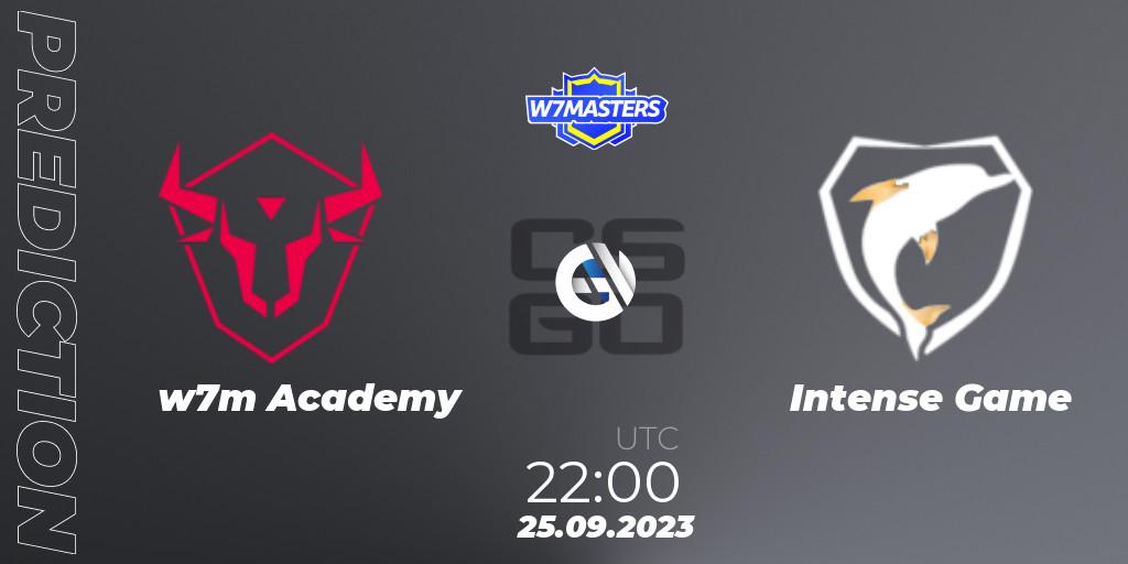 w7m Academy vs Intense Game: Match Prediction. 25.09.2023 at 22:00, Counter-Strike (CS2), W7Masters