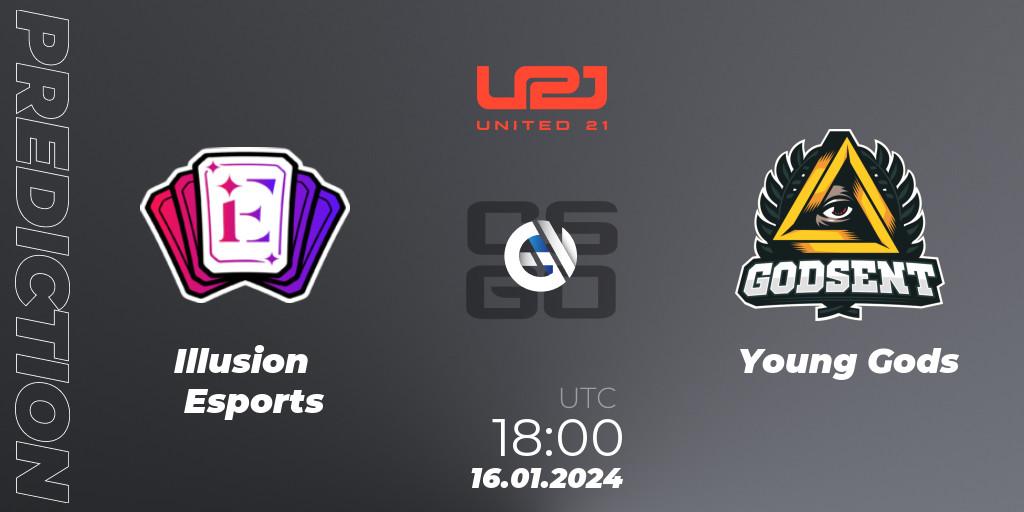 Illusion Esports vs Young Gods: Match Prediction. 16.01.2024 at 18:00, Counter-Strike (CS2), United21 Season 10: Division 2