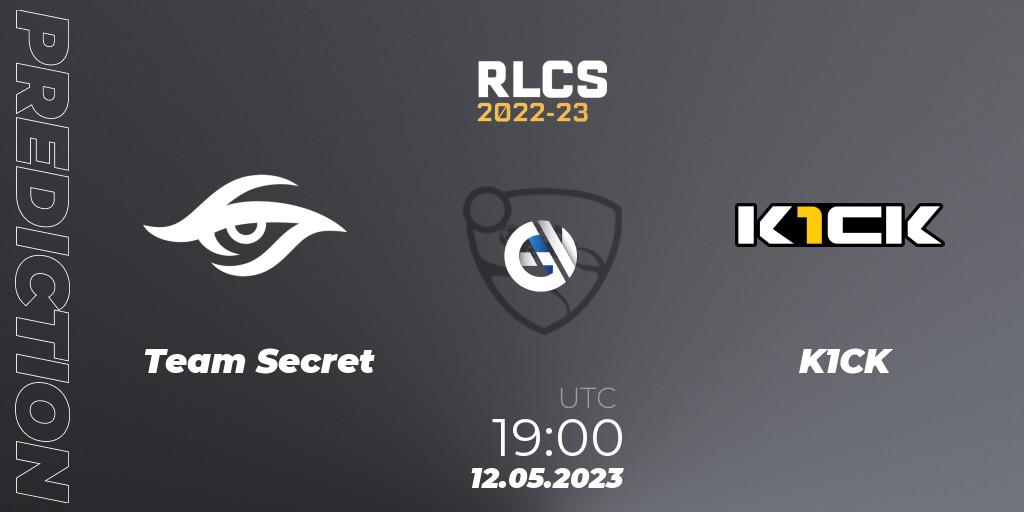 Team Secret vs K1CK: Match Prediction. 12.05.2023 at 19:00, Rocket League, RLCS 2022-23 - Spring: South America Regional 1 - Spring Open