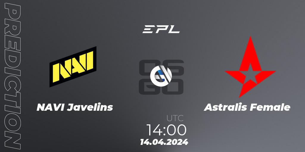 NAVI Javelins vs Astralis Female: Match Prediction. 14.04.2024 at 14:00, Counter-Strike (CS2), European Pro League Female Season 1
