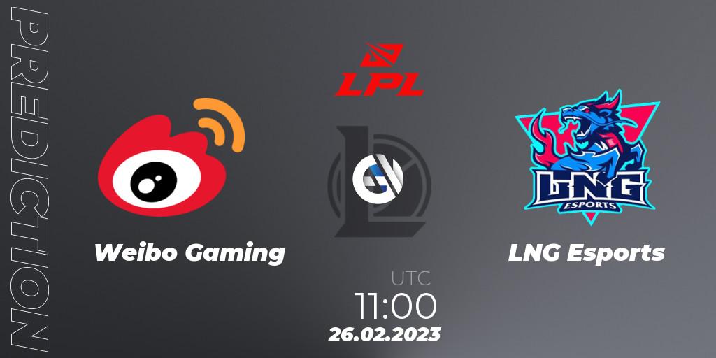 Weibo Gaming vs LNG Esports: Match Prediction. 26.02.2023 at 12:00, LoL, LPL Spring 2023 - Group Stage
